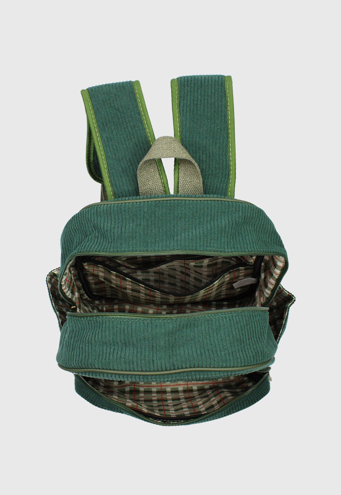 Lennas Mochila Unissex Grande de Veludo Cotele Comporta Notebook Verde A026 Verde 3