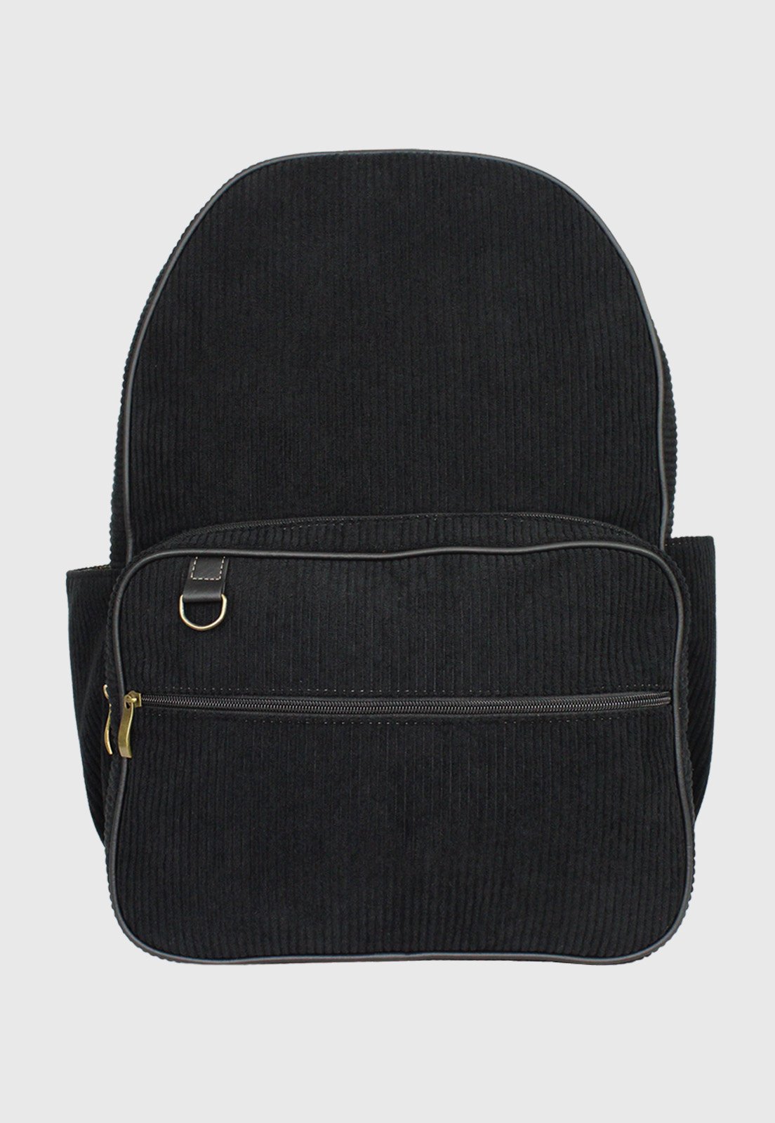 Lennas Mochila Unissex Grande de Veludo Cotele Preta A026