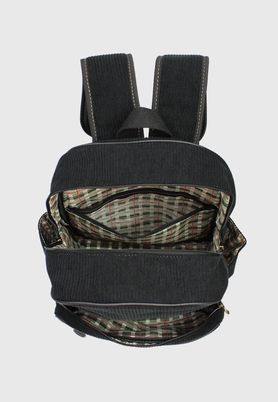 Lennas Mochila Unissex Grande de Veludo Cotele Preta A026 Preto 5