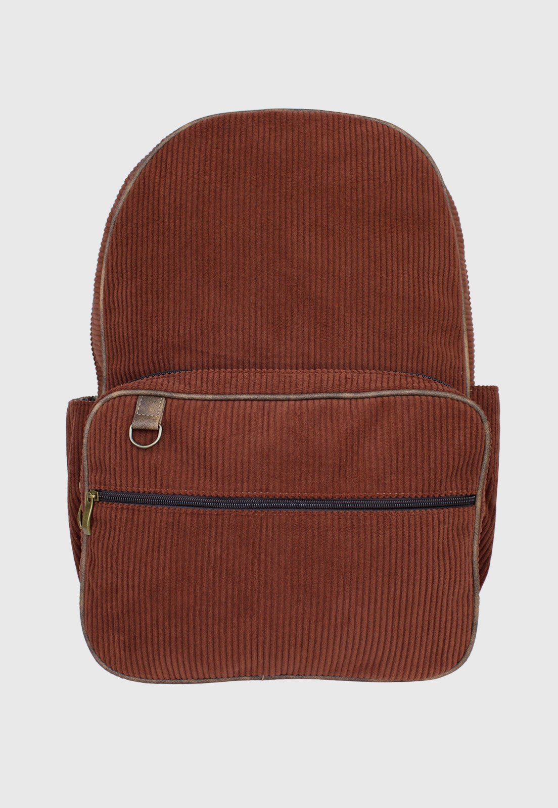 Lennas Mochila Unissex Grande de Veludo Cotele Marrom A026