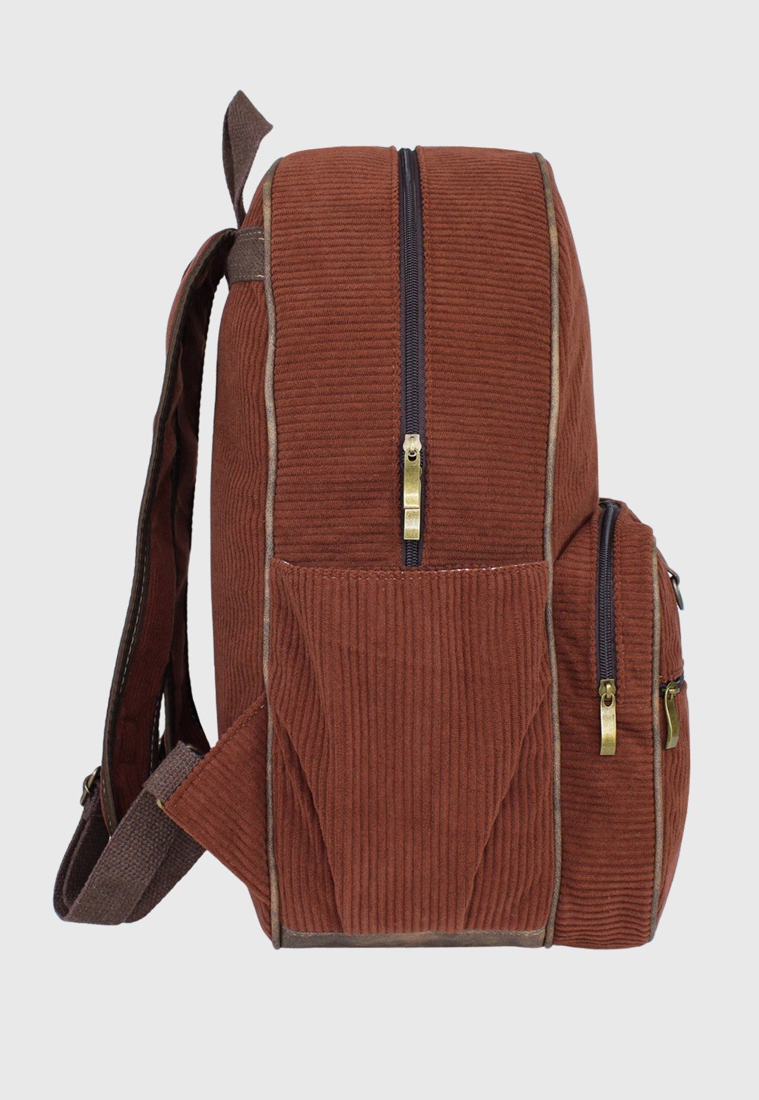 Lennas Mochila Unissex Grande de Veludo Cotele Marrom A026 Marrom 3