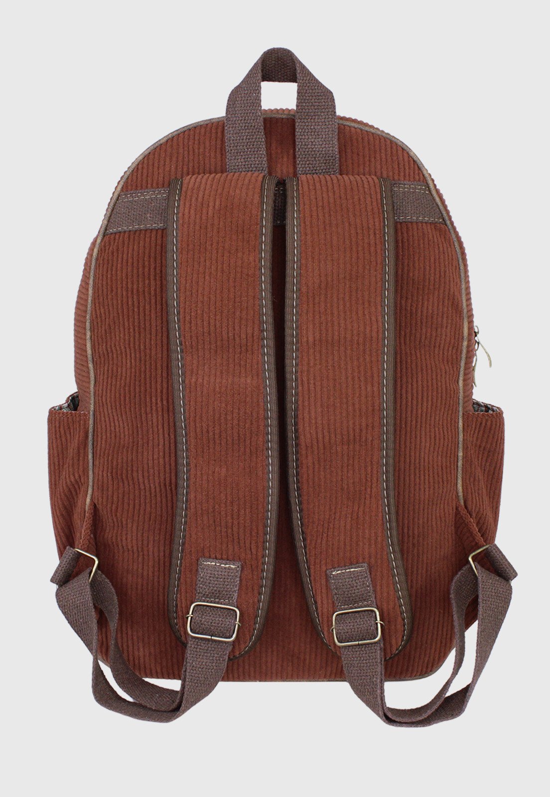 Lennas Mochila Unissex Grande de Veludo Cotele Marrom A026 Marrom 4