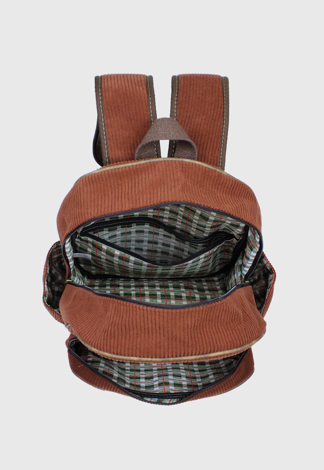 Lennas Mochila Unissex Grande de Veludo Cotele Marrom A026 Marrom 5