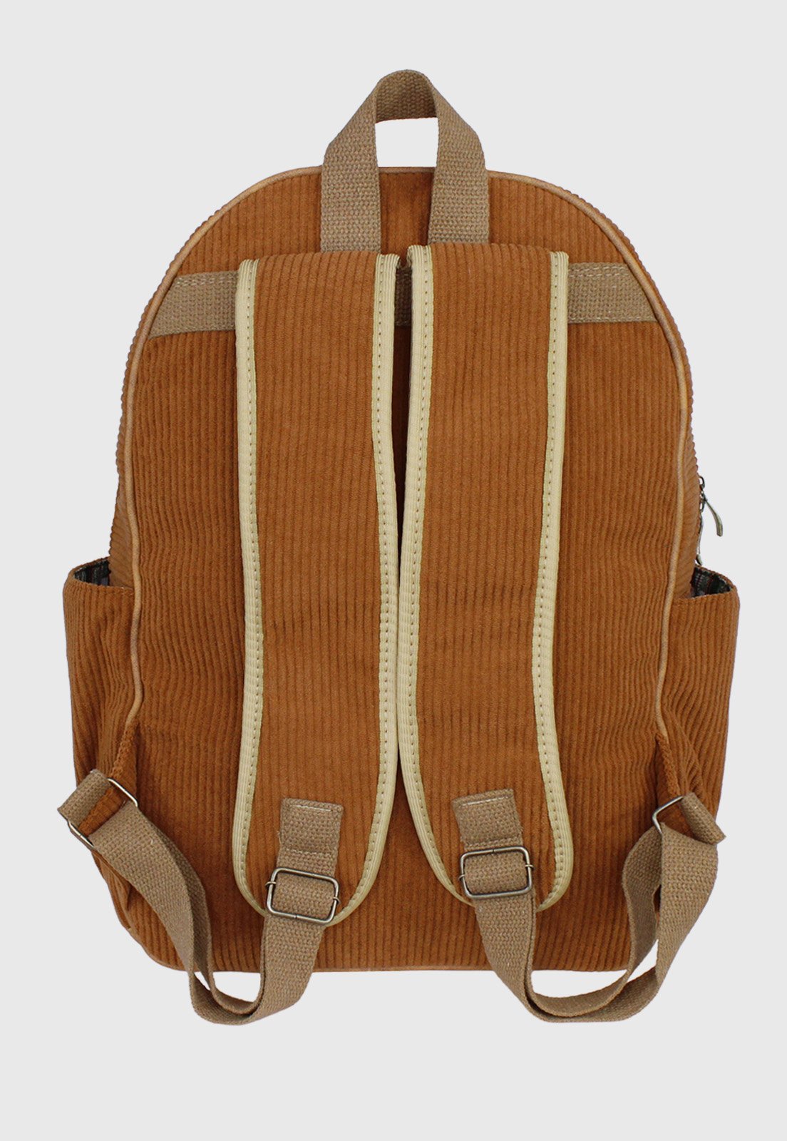 Lennas Mochila Unissex Grande de Veludo Cotele Caramelo A026 Marrom 4