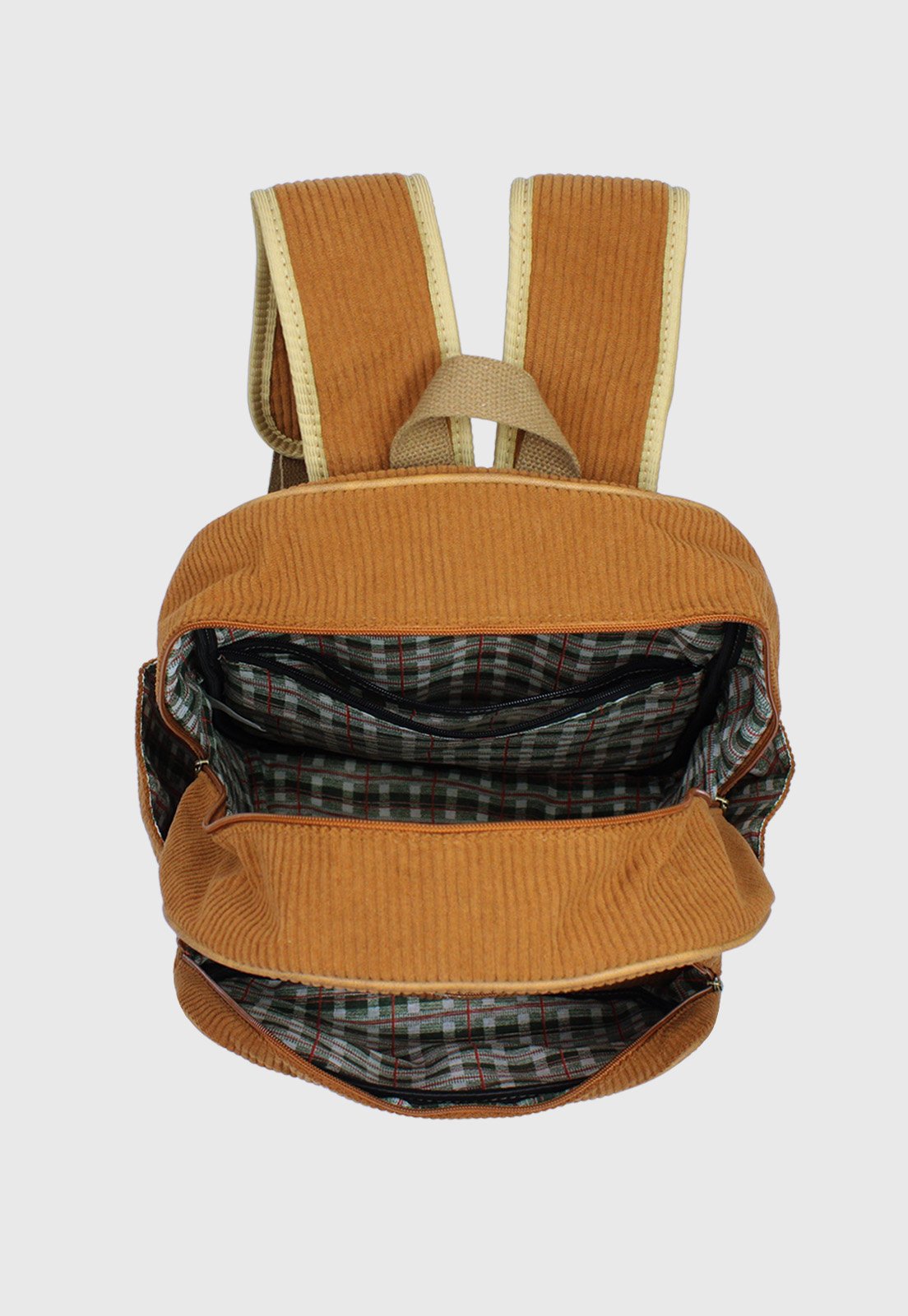 Lennas Mochila Unissex Grande de Veludo Cotele Caramelo A026 Marrom 5