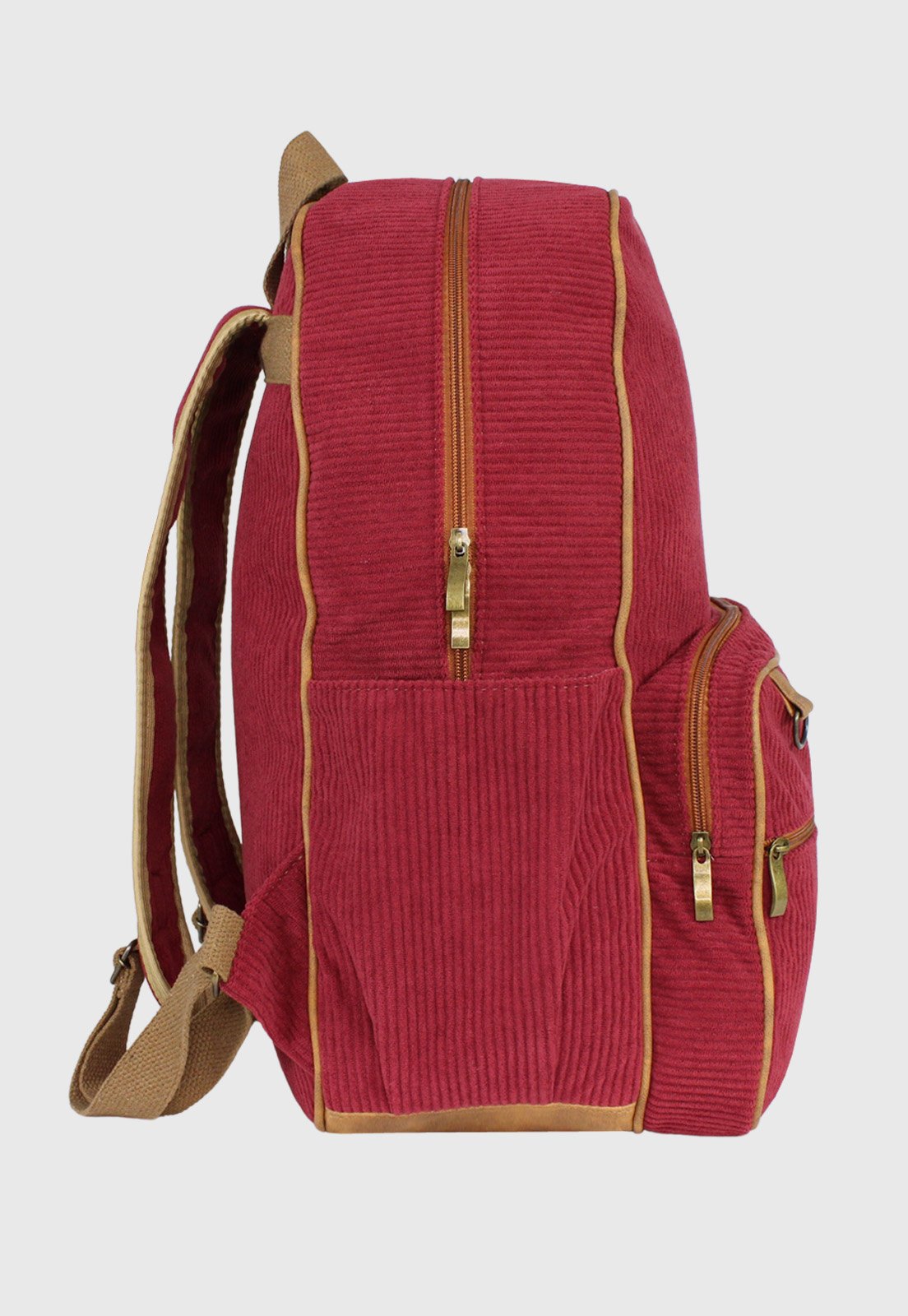 Lennas Mochila Unissex Grande de Veludo Cotele Bordo A026 Vermelho 3