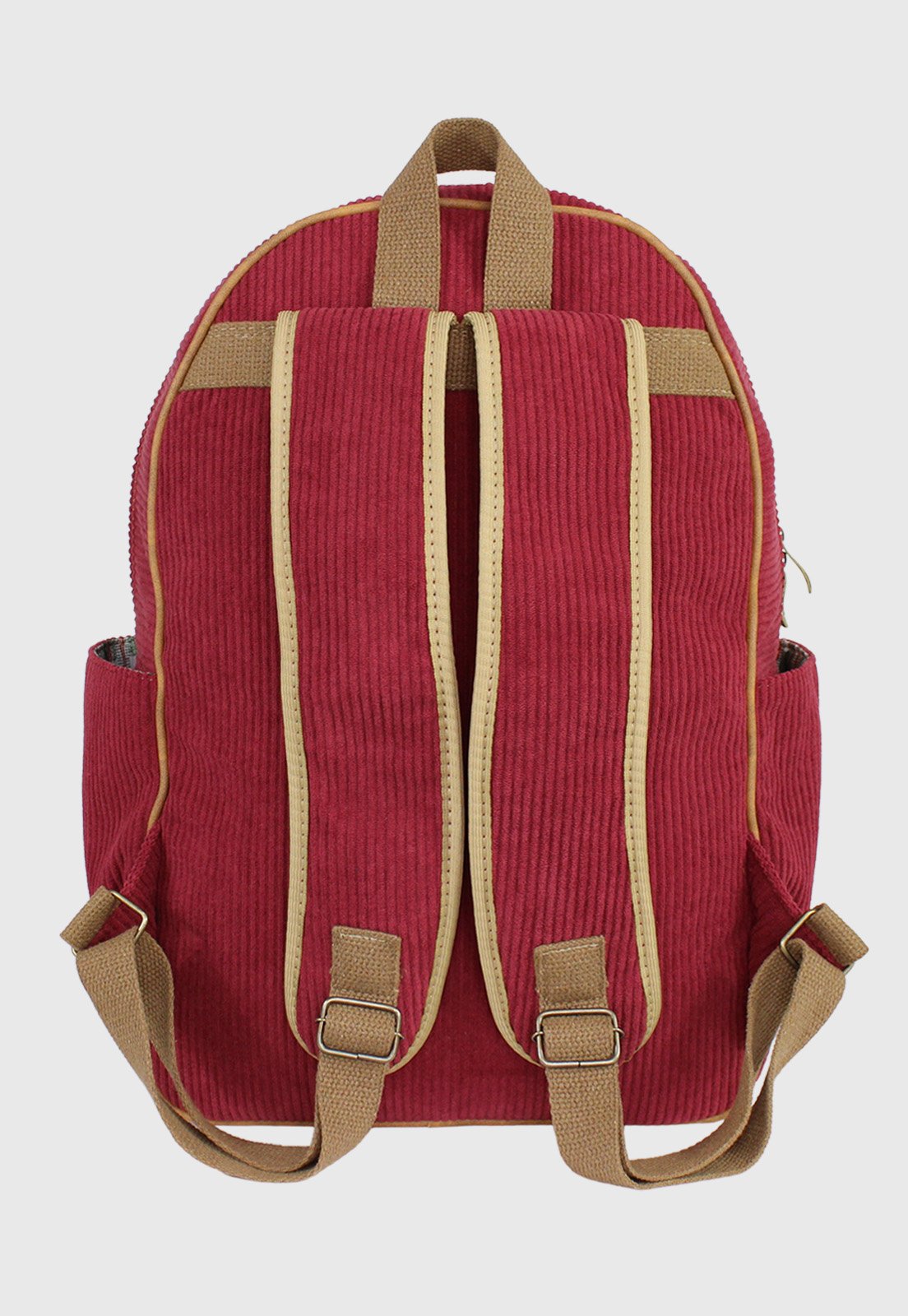 Lennas Mochila Unissex Grande de Veludo Cotele Bordo A026 Vermelho 4