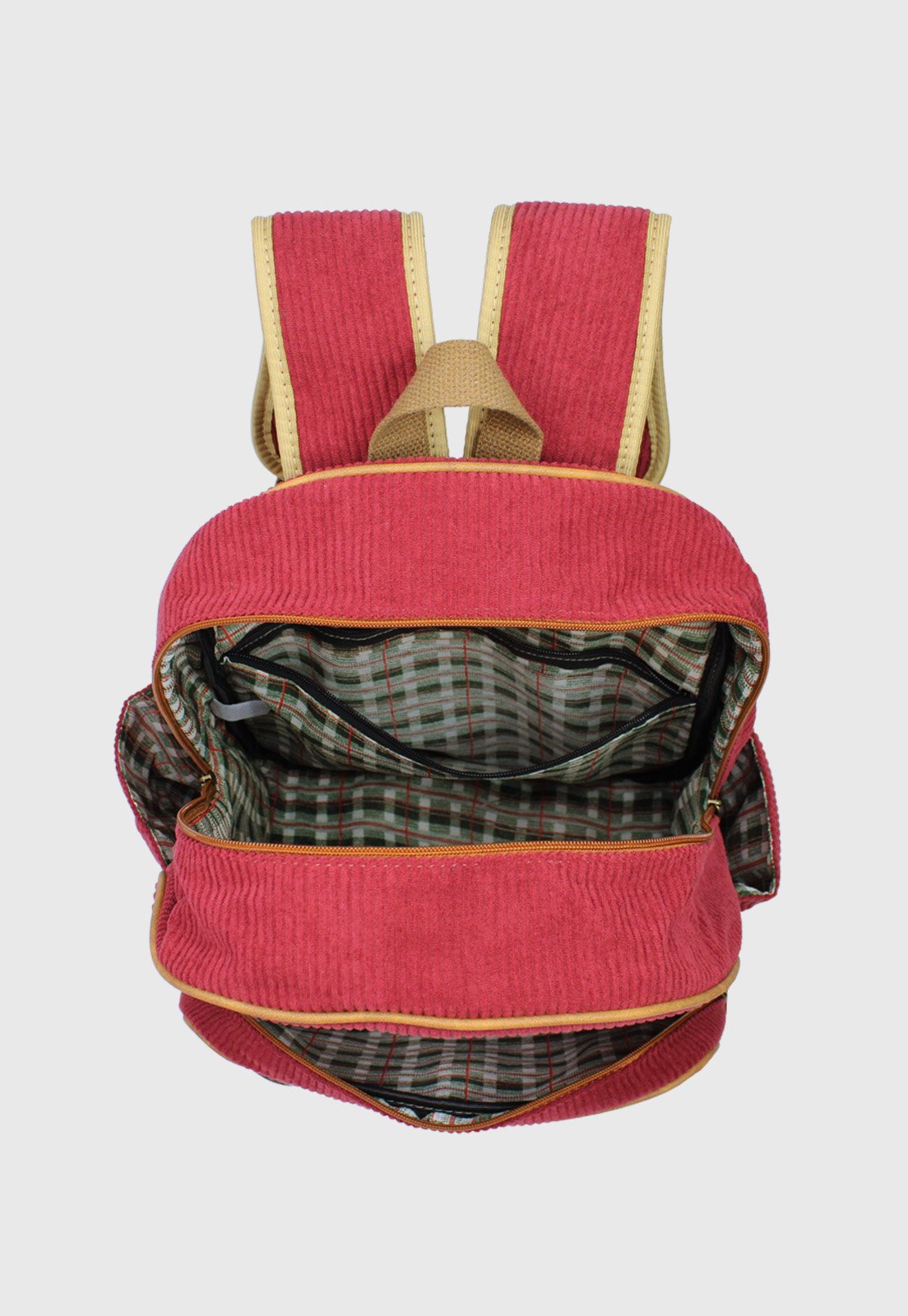 Lennas Mochila Unissex Grande de Veludo Cotele Bordo A026 Vermelho 5