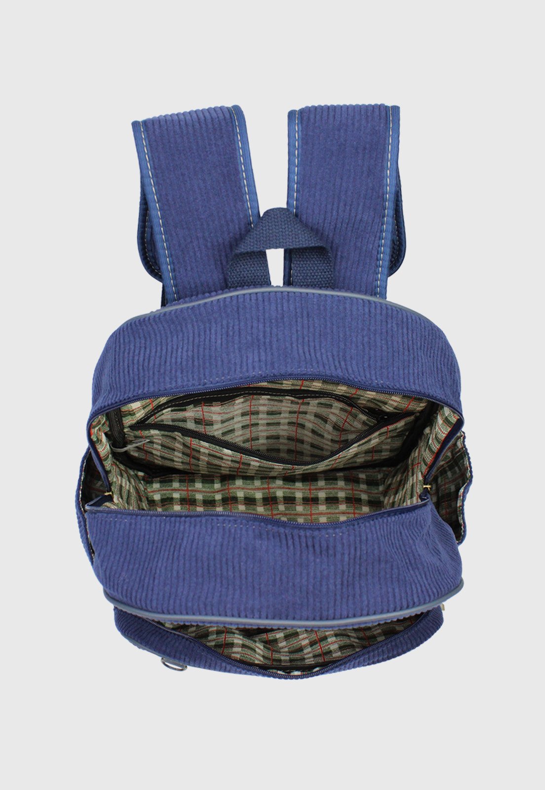 Lennas Mochila Unissex Grande de Veludo Cotele Azul A026 Azul 5