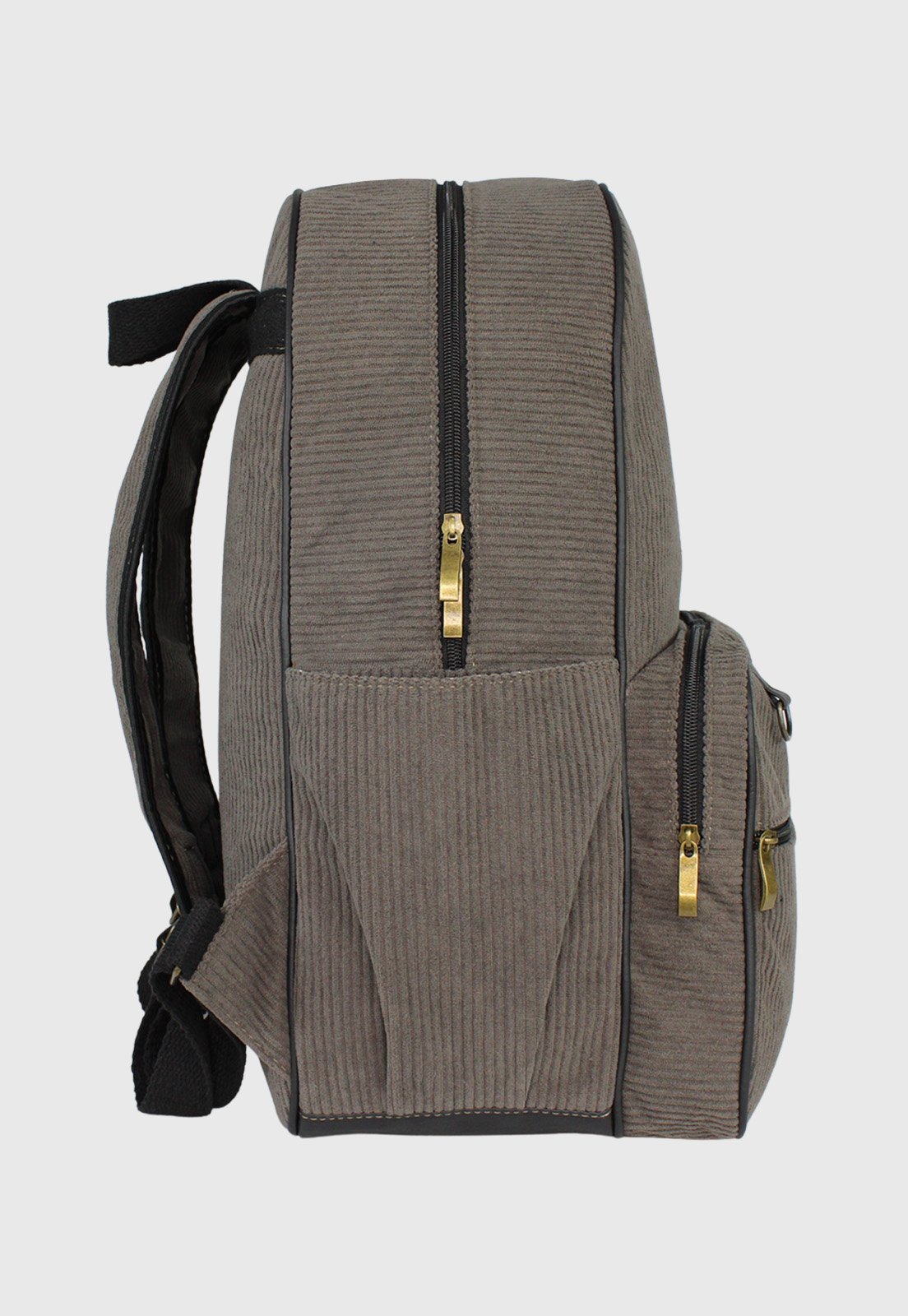Lennas Mochila Unissex Grande de Veludo Cotele Cinza A026 Cinza 3