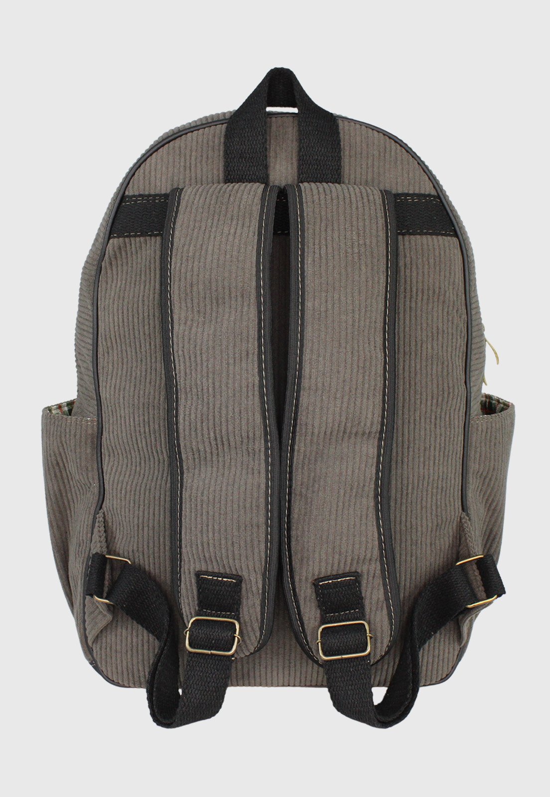 Lennas Mochila Unissex Grande de Veludo Cotele Cinza A026 Cinza 4