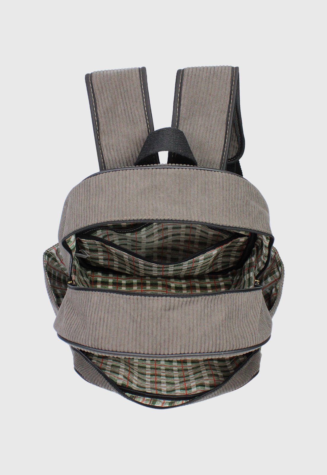 Lennas Mochila Unissex Grande de Veludo Cotele Cinza A026 Cinza 5