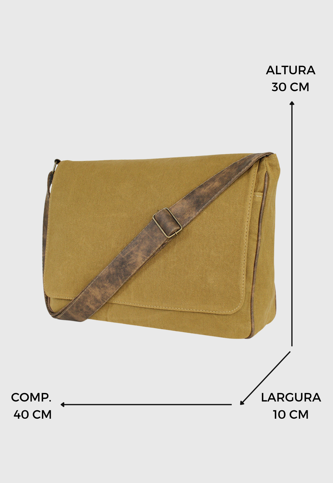 Lennas Pasta Carteiro Bolsa Transversal de Lona Caqui A003 Bege 2