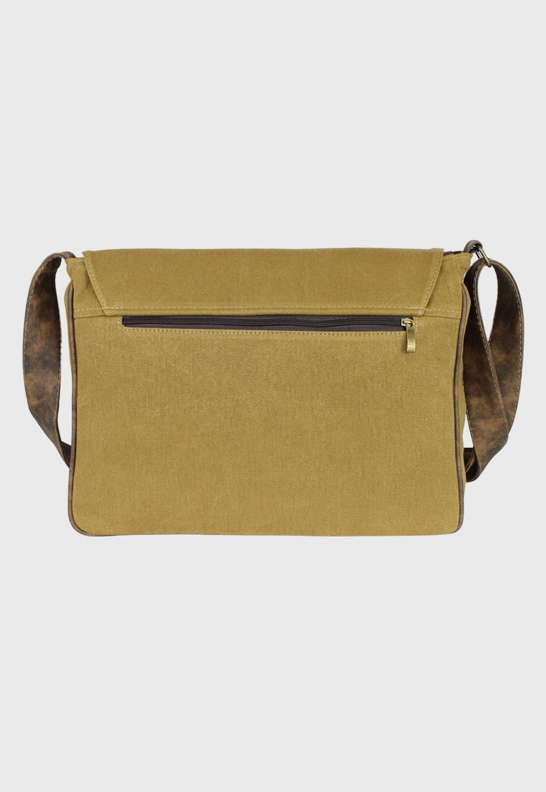 Lennas Pasta Carteiro Bolsa Transversal de Lona Caqui A003 Bege 3
