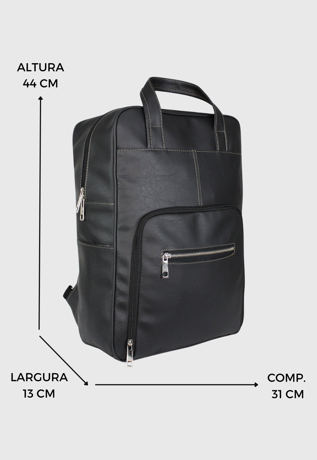 Lennas Bolsa Mochila Executiva Tamanho Grande Comporta Notebook Preta LE14 Preto 2