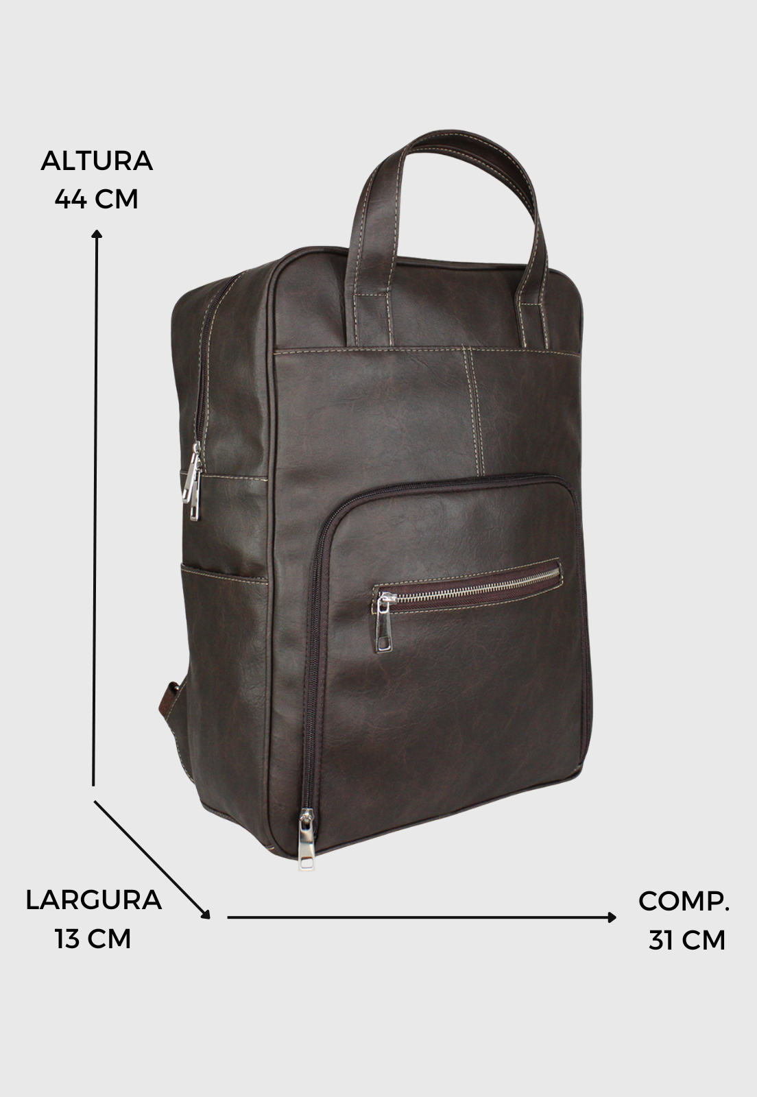 Lennas Bolsa Mochila Executiva Tamanho Grande Comporta Notebook Marrom LE14 Marrom 2