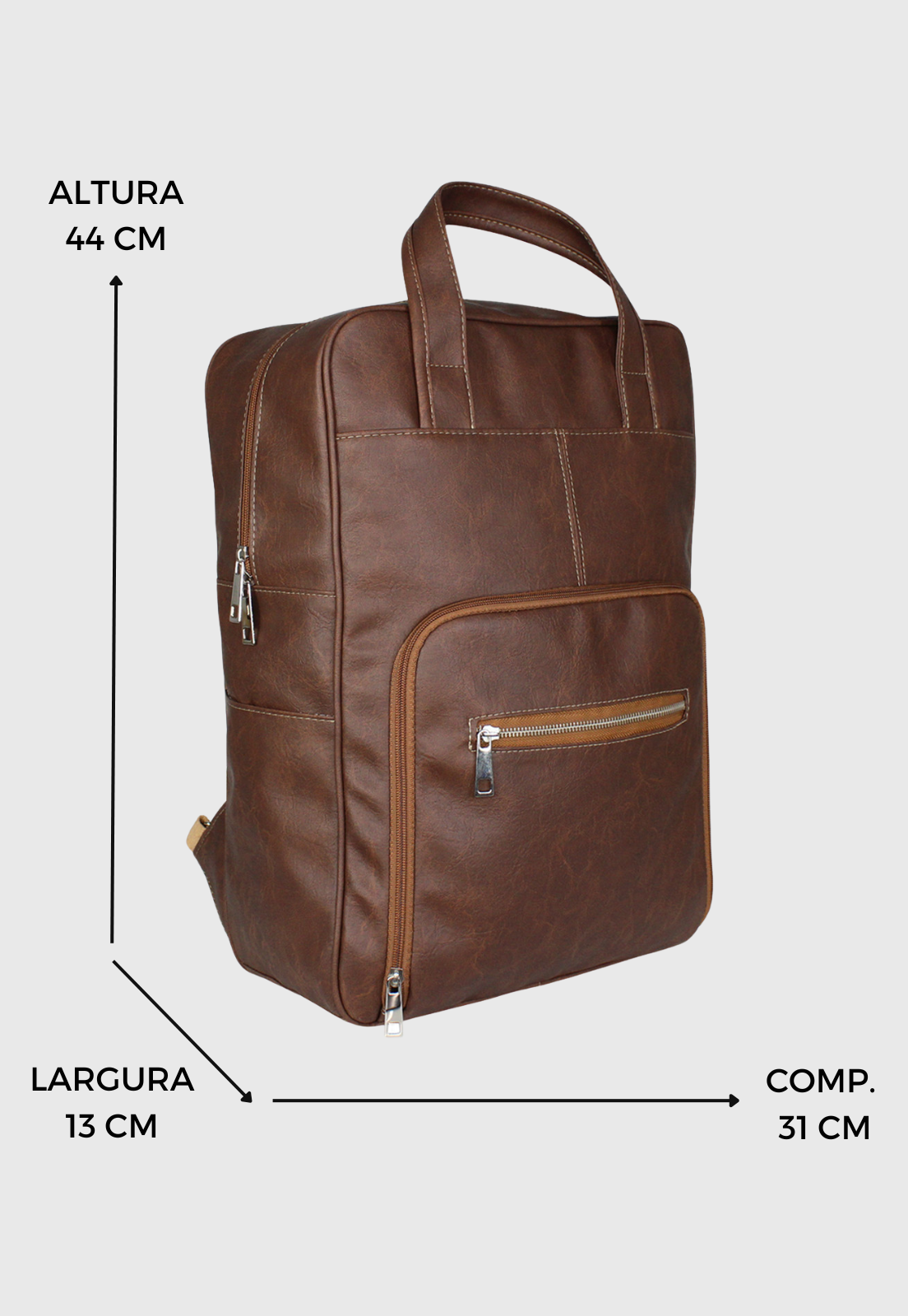 Lennas Bolsa Mochila Executiva Tamanho Grande Comporta Notebook Caramelo LE14 Marrom 2