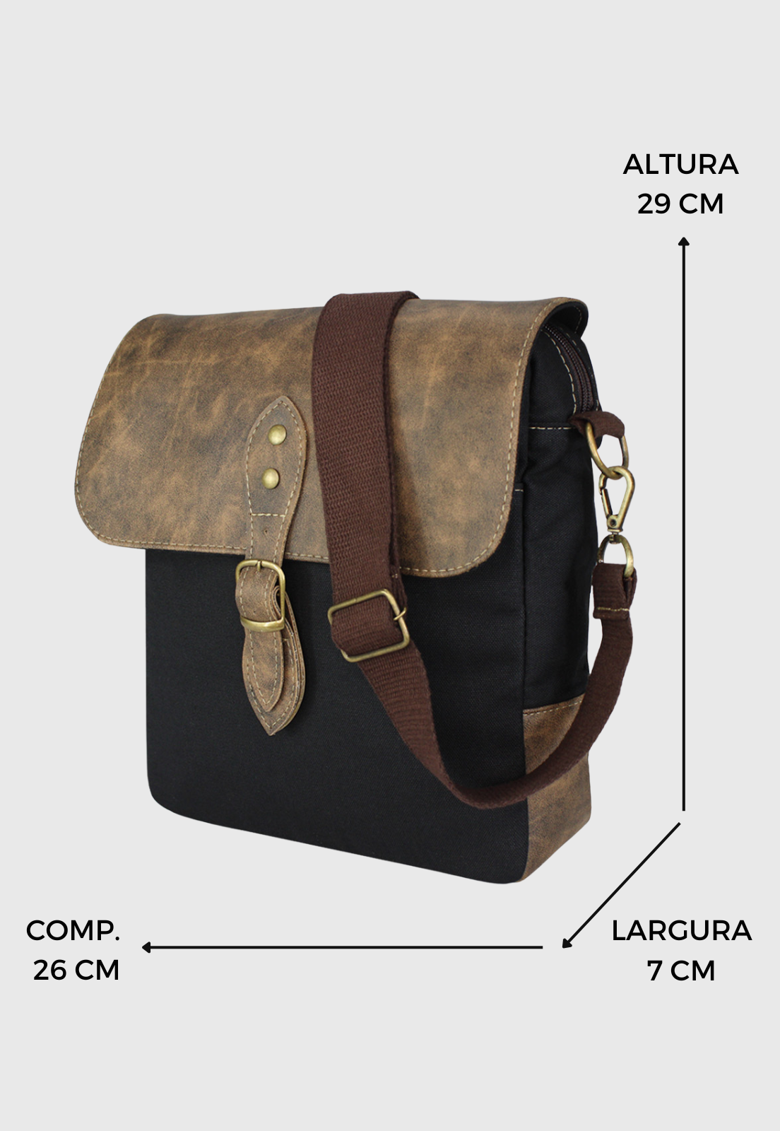 Lennas Bolsa Transversal de Lona Com Estilo Retro Vintage Preta LE15 Preto 2