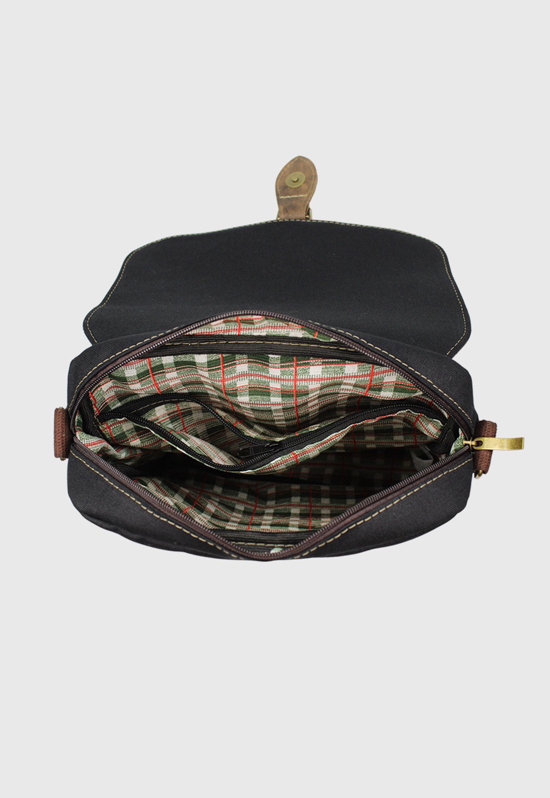 Lennas Bolsa Transversal de Lona Com Estilo Retro Vintage Preta LE15 Preto 6