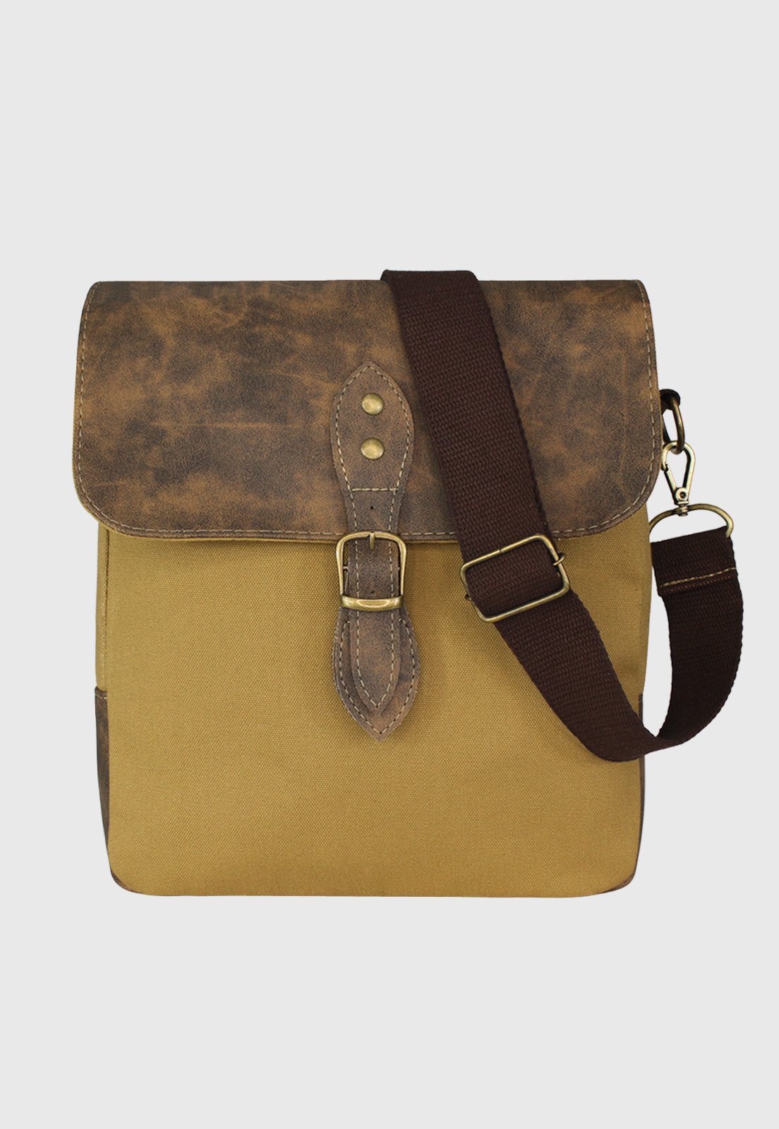 Lennas Bolsa Transversal de Lona Com Estilo Retro Vintage Caqui LE15