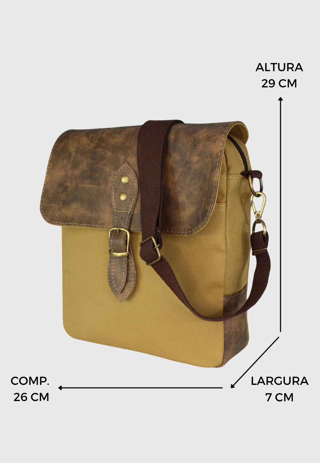 Lennas Bolsa Transversal de Lona Com Estilo Retro Vintage Caqui LE15 Marrom 2