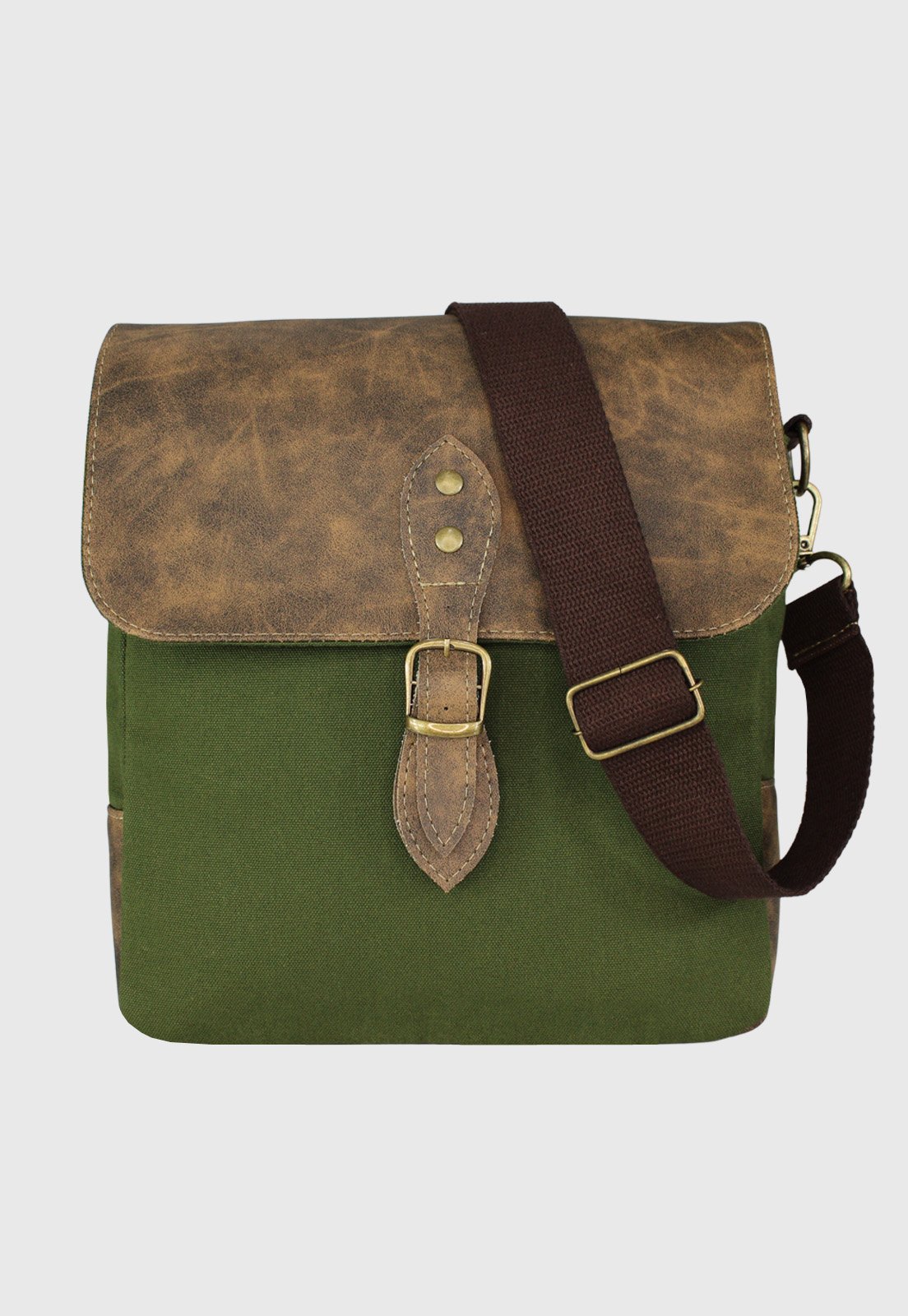 Lennas Bolsa Transversal de Lona Com Estilo Retro Vintage Verde LE15
