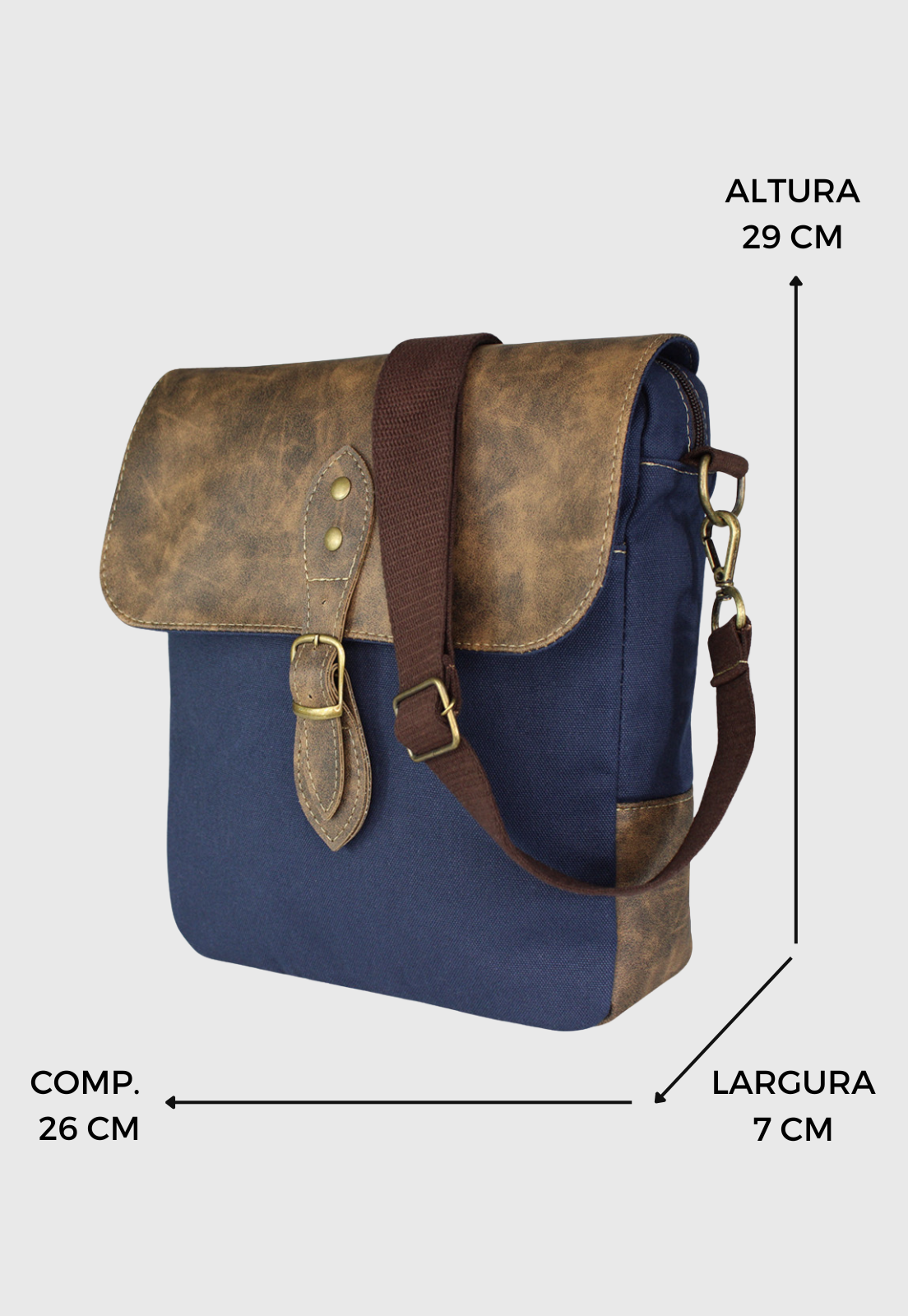 Lennas Bolsa Transversal de Lona Com Estilo Retro Vintage Azul LE15 Azul 2