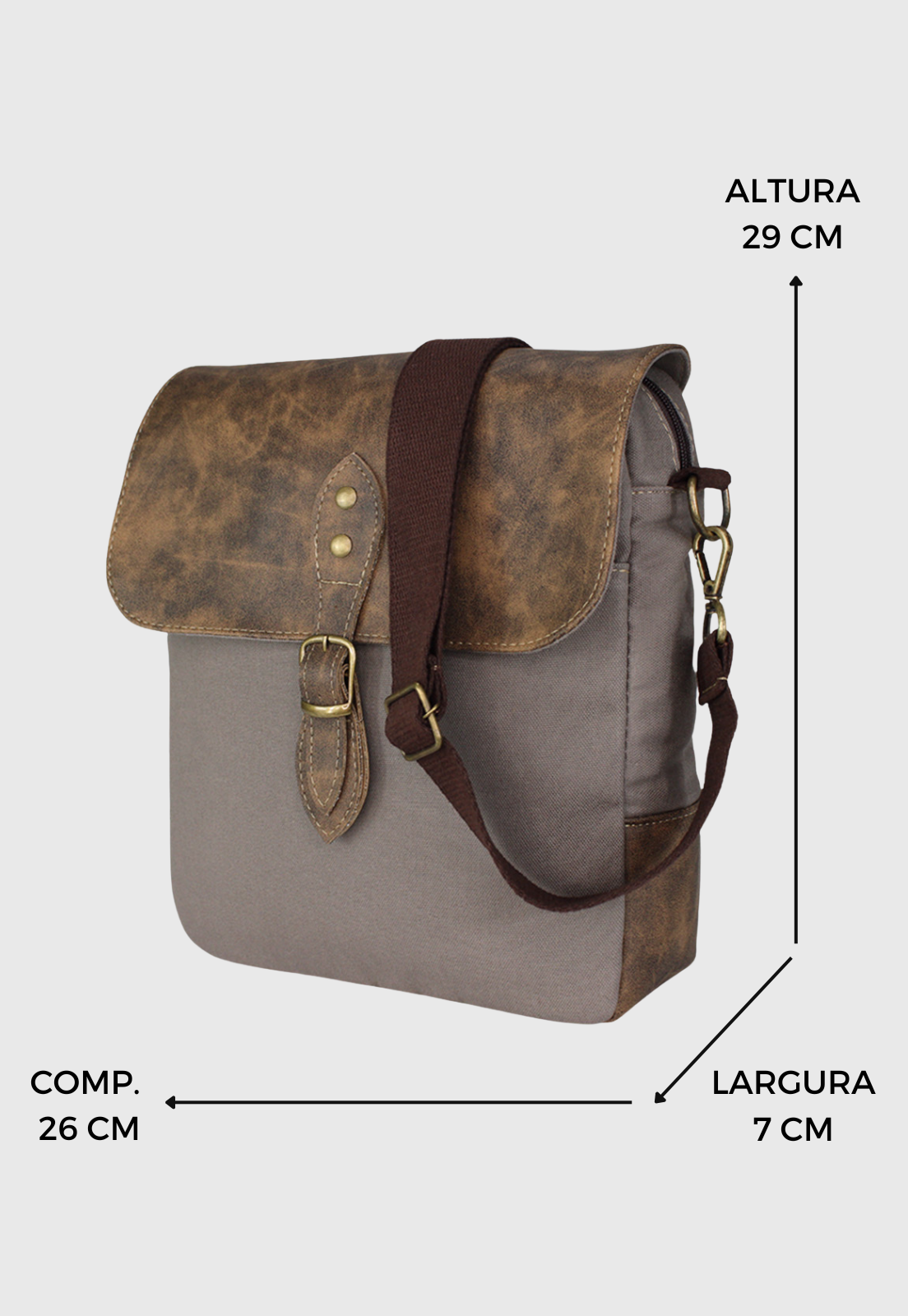 Lennas Bolsa Transversal de Lona Com Estilo Retro Vintage Cinza LE15 Cinza 2