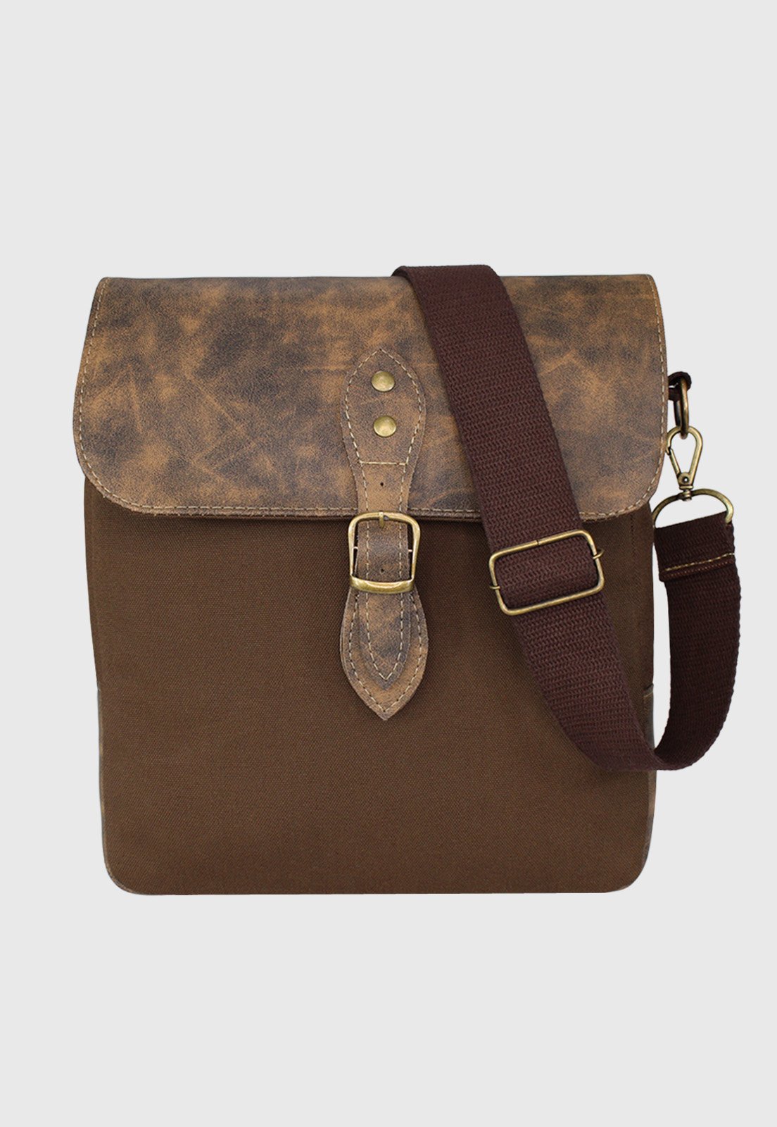Lennas Bolsa Transversal de Lona Com Estilo Retro Vintage Marrom LE15