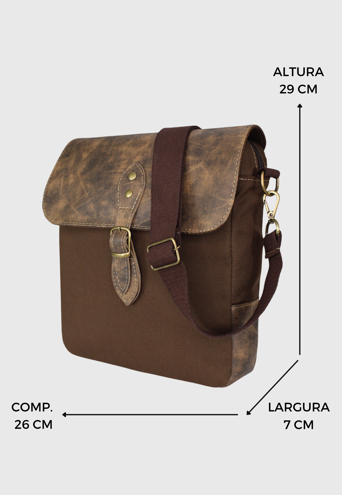 Lennas Bolsa Transversal de Lona Com Estilo Retro Vintage Marrom LE15 Marrom 2