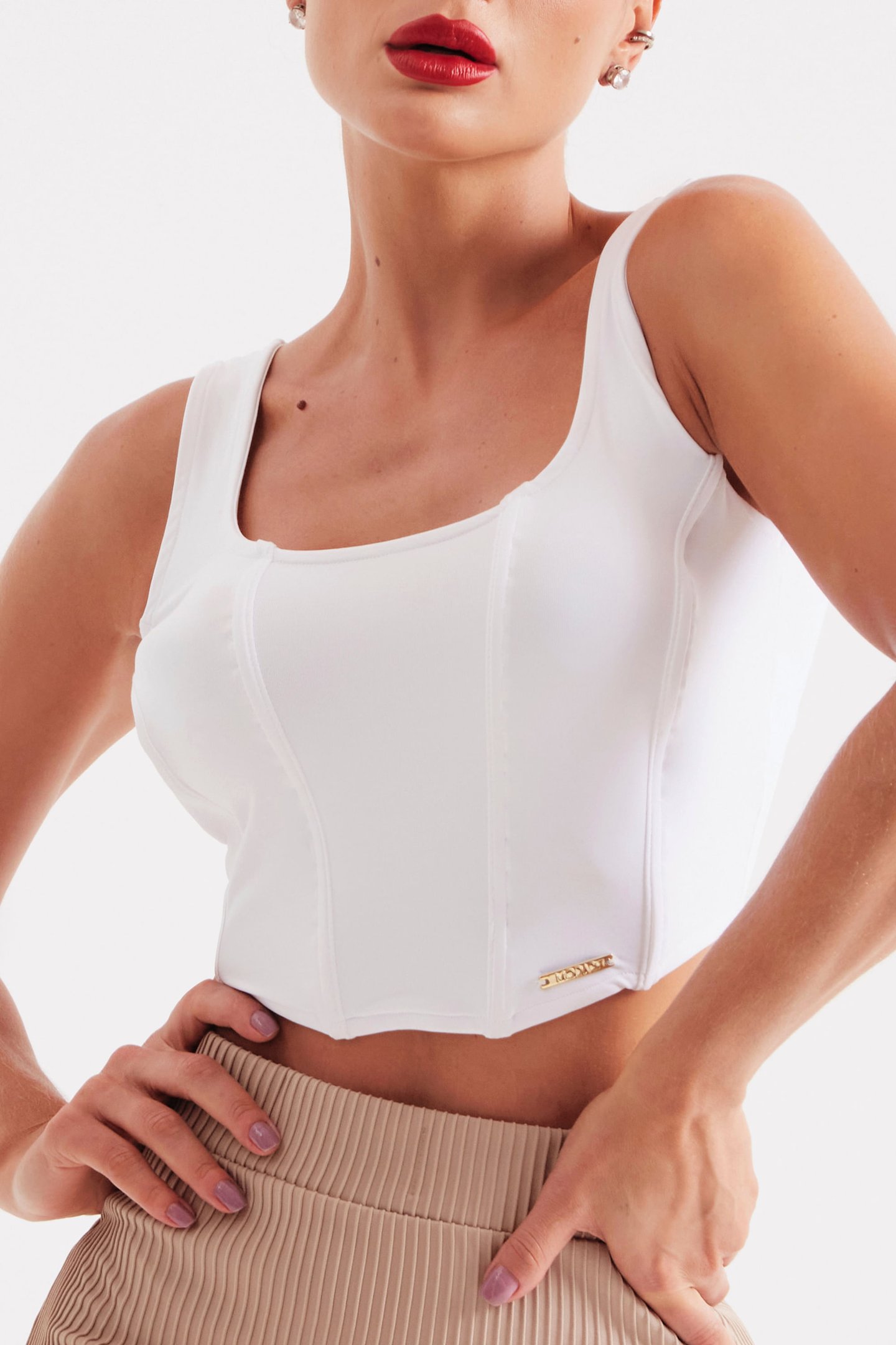 Cropped Corset Elegante Branco Branco