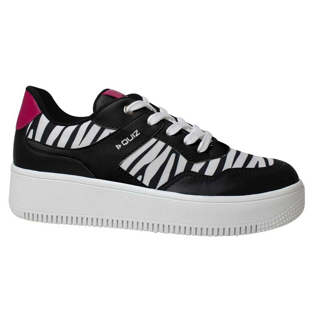 Tênis Casual Feminino Preto Branco Pink Quiz 63-1742-38