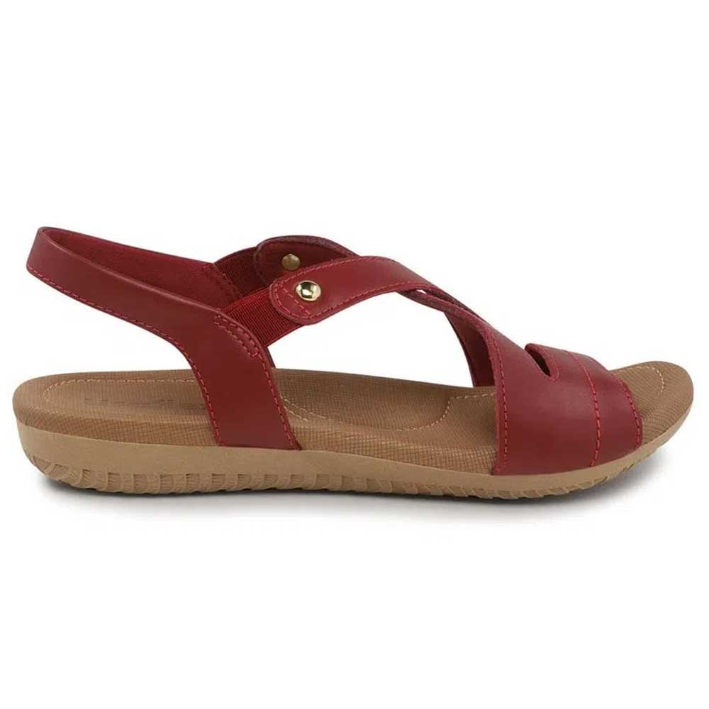 Sandália Rasteira Feminina Elástico Vermelho Rebu Usaflex R18041 Vermelho 1