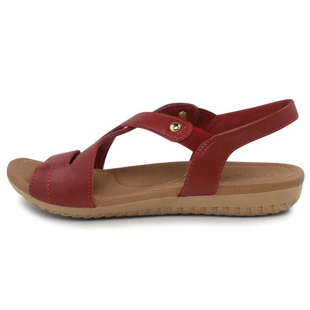 Sandália Rasteira Feminina Elástico Vermelho Rebu Usaflex R18041 Vermelho 2