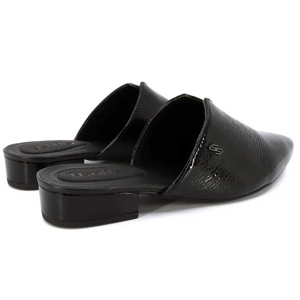 Mule Feminino Bico Fino Verniz Preto Usaflex AB6618 Preto 5