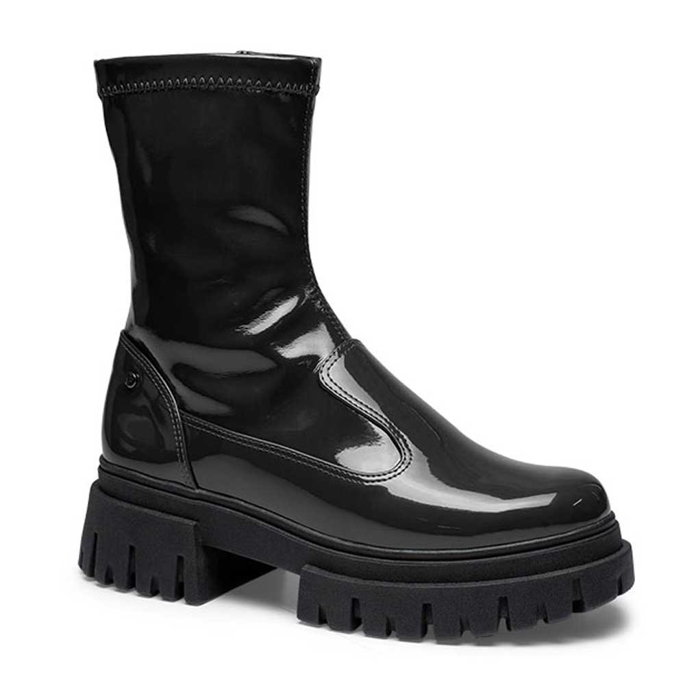 Bota Feminina Chelsea Verniz Cosmopolitan Flashy Preto Tanara T7521-0001