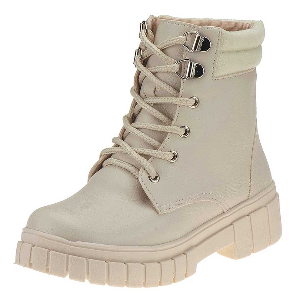 Bota Coturno Infanto-juvenil Feminino Tratorado Off White Unipasso 123-02-187 Branco 2