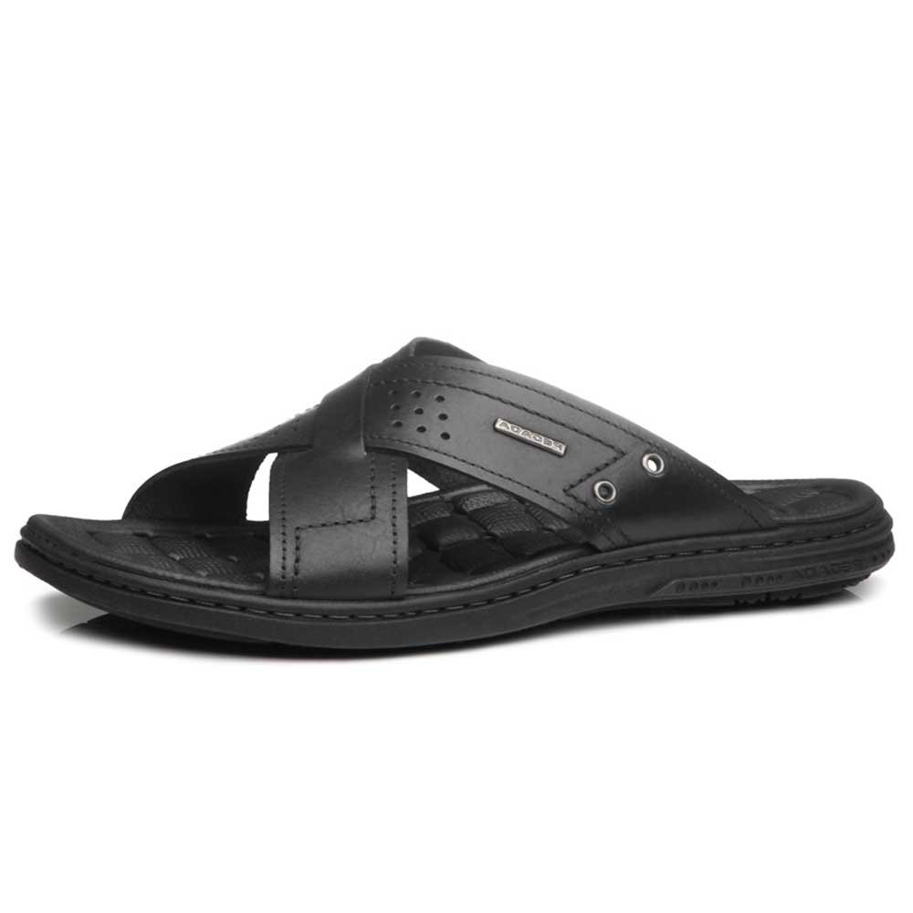 Chinelo Masculino Couro Tiras Cruzadas Preto Pegada 131222-03 Preto 2