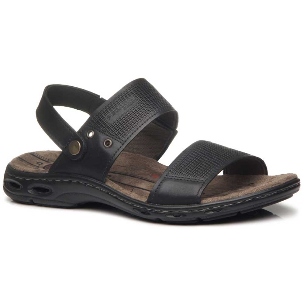 Sandália Masculina Papete Couro Preto Pegada 130685-04 Preto 1