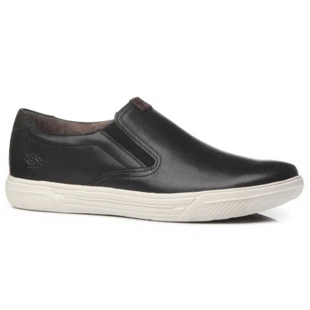 Sapatênis Masculino Slip On Couro Preto Pegada 110402-04 Preto