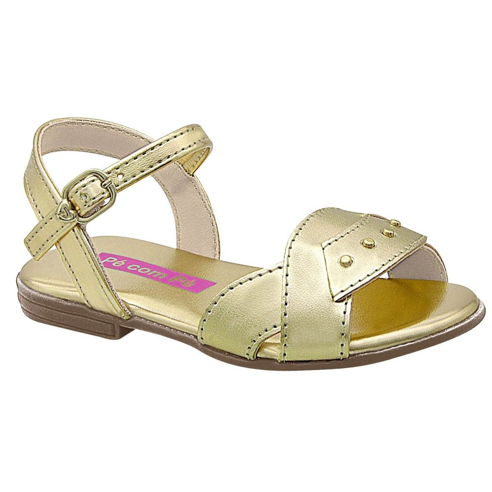 Sandália Infantil Menina Slim Dourado Pé com Pé 800066-470 Dourado 1