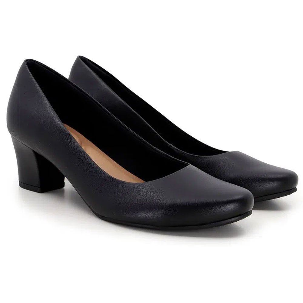 Scarpin Feminino Salto Bloco Napa Preto Usaflex Q6692 Preto 2
