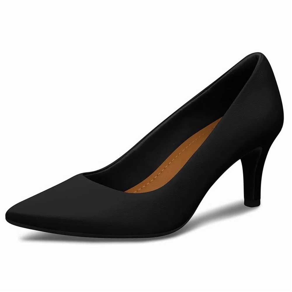 Scarpin Feminino Couro Preto Usaflex Z76010 Preto 2