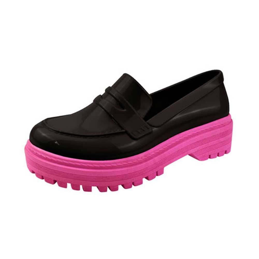 Mocassim Loafer Infanto-juvenil Feminino Tratorado Preto Pink Luelua 121000-316 Preto 2