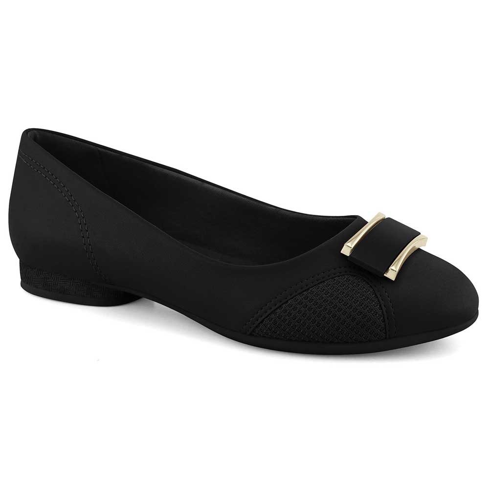 Sapatilha Feminina Bico Redondo Fivela Preto Comfortlflex 2362302-0003 Preto 1