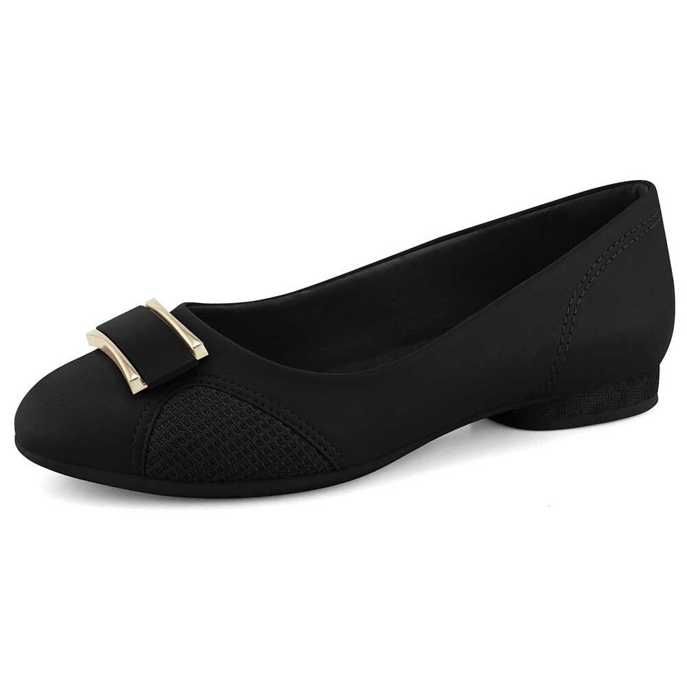 Sapatilha Feminina Bico Redondo Fivela Preto Comfortlflex 2362302-0003 Preto 2