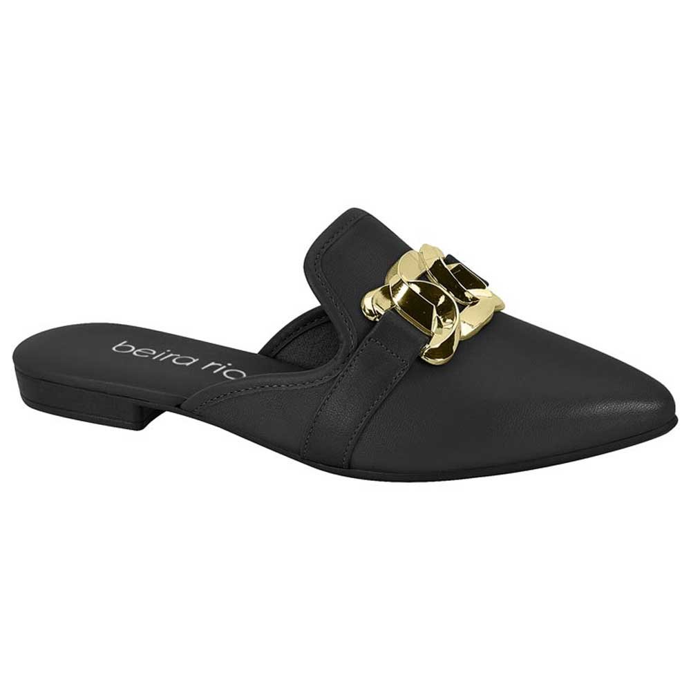 Mule Feminino Bico Fino Fivela Napa Preto Beira Rio 4134.1002