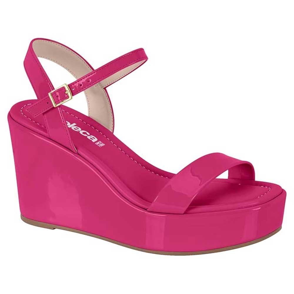 Sandália Feminina Anabela Verniz Pink Moleca 5492.102 Rosa 1
