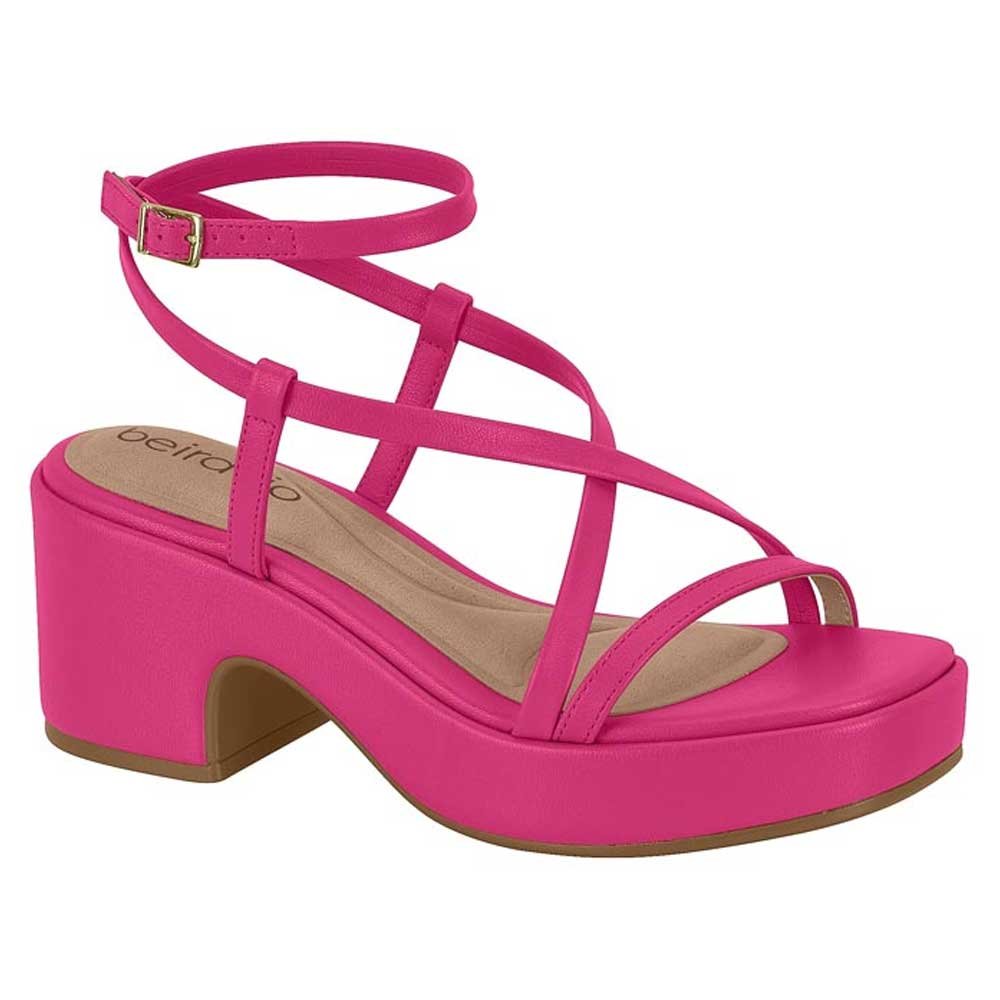 Sandália Feminina Salto Bloco Napa Pink Beira Rio 8517.102 Rosa 1