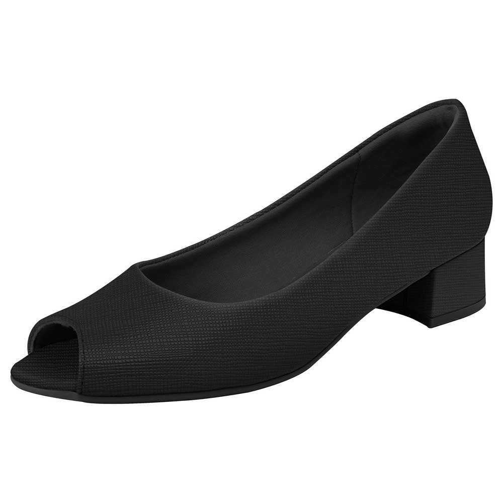 Sapato Feminino Peep Toe Napa Preto Comfort Piccadilly 114046-56 Preto 2